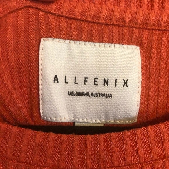 ALL FENIX Leo Sweater Terra Cotta Medium Pullover Ribbed Loungewear Drawstring - Picture 6 of 12